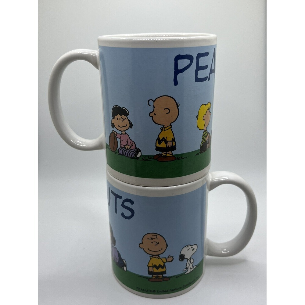 Set of 2 Peanuts Snoopy Charlie Brown & Friends Coffee Cup Mug United Feature